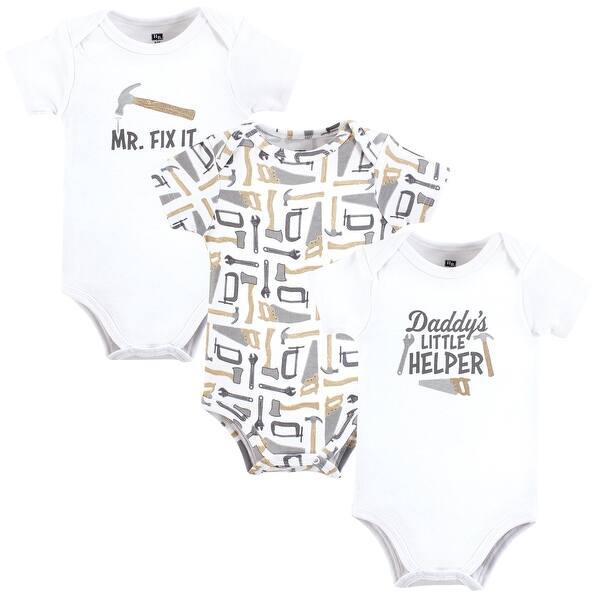 slide 1 of 1, Hudson Baby Infant Boy Cotton Bodysuits, Daddys Helper Tools 0-3 Months - Daddys Helper Tools