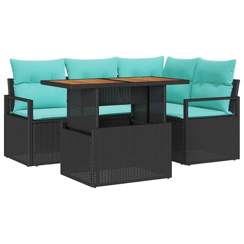 vidaXL 5 Piece Garden Sofa Set with Cushions - 69.7×48×27.2
