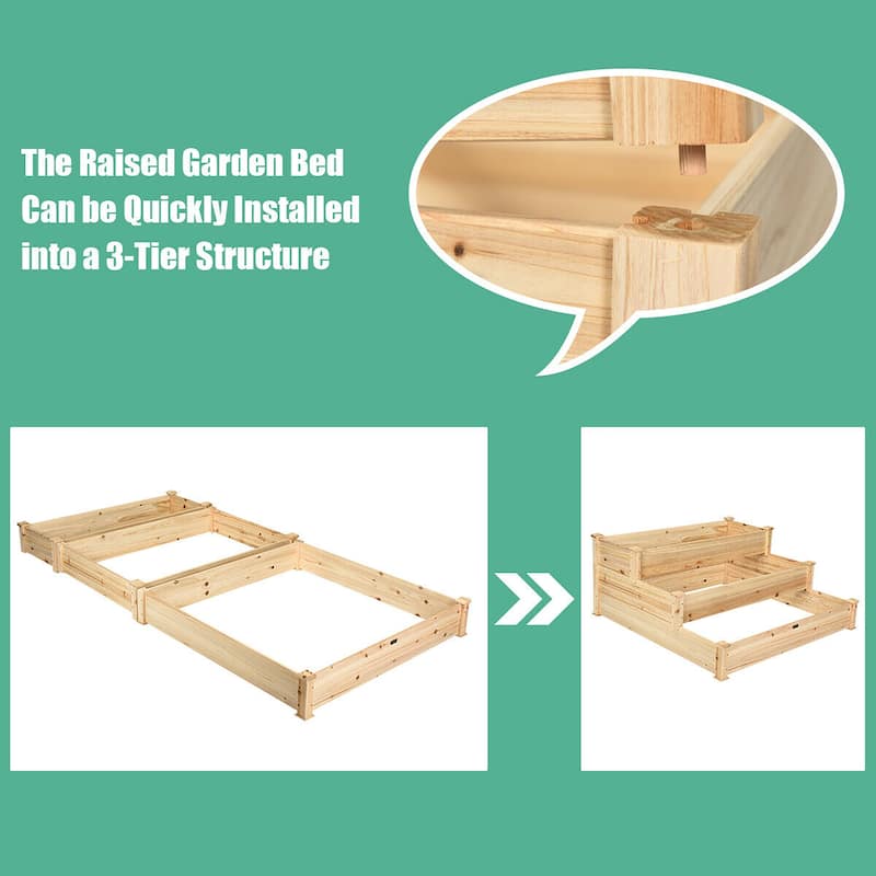 Costway 3 Tier Wooden Raised Vegetable Garden Bed Elevated Planter Kit - See details