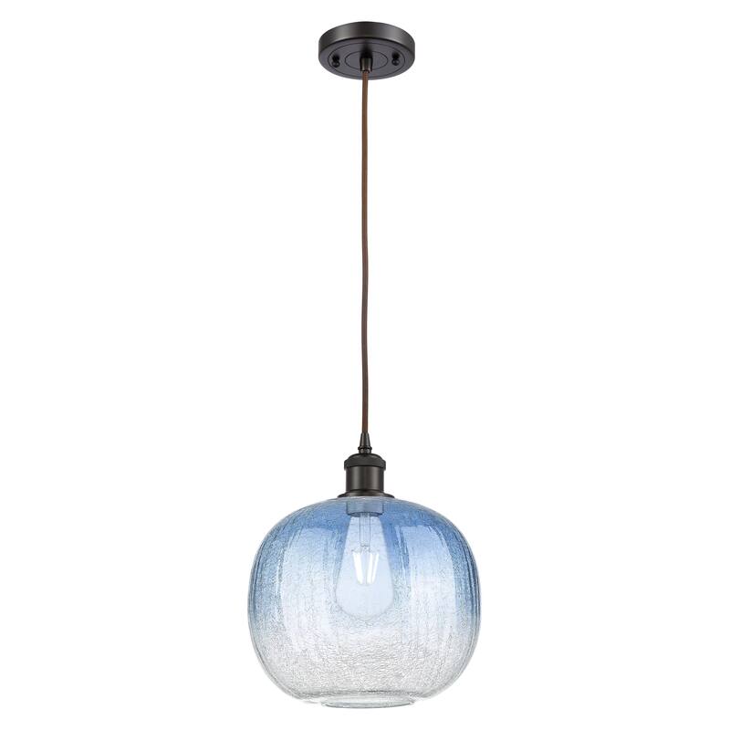 Innovations Lighting Endless Possibilities Ballston - Brookhaven Sphere - 1 Light 11" Cord Hung Mini Pendant - Oil Rubbed Bronze/Sapphire Blue