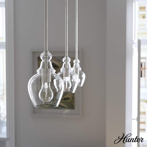 slide 2 of 9, Hunter Maple Park 1-Light Mini Pendant - Kitchen Island, Dining Room - Modern Farmhouse, Contemporary, Transitional Brushed Nickel