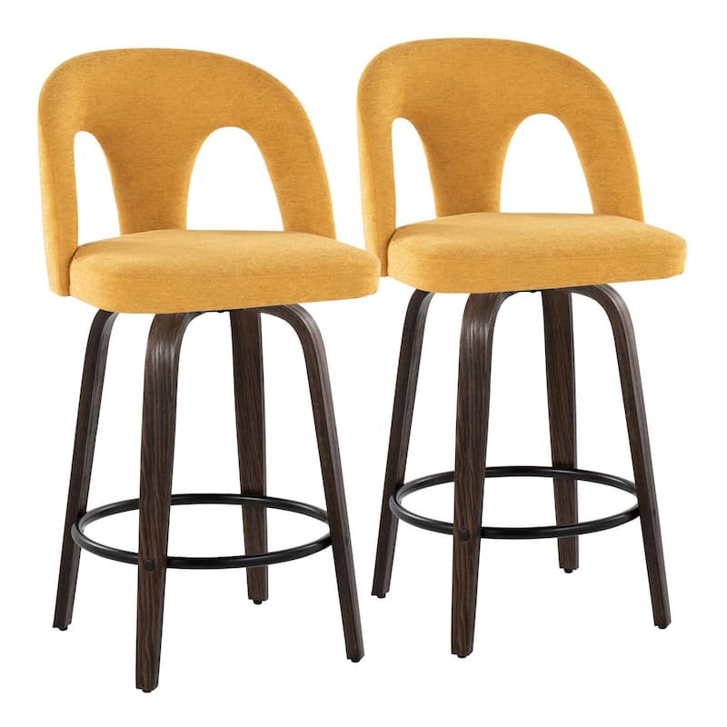 Ava Upholstered 26" Fixed-Height Counter Stool - Set of 2 - Yellow