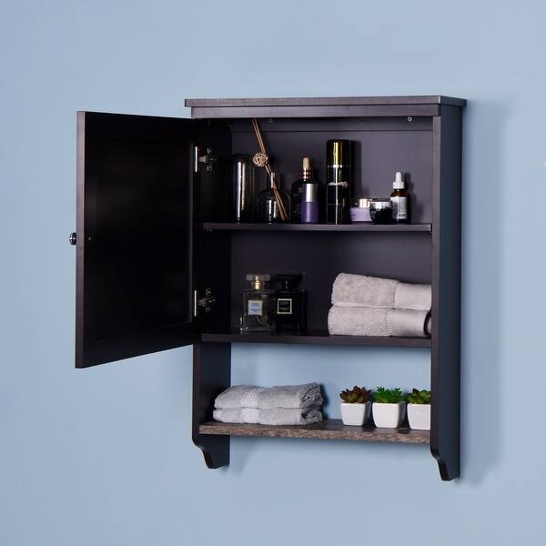 Nestfair Espresso Bathroom Wall with 2 Door Wooden with