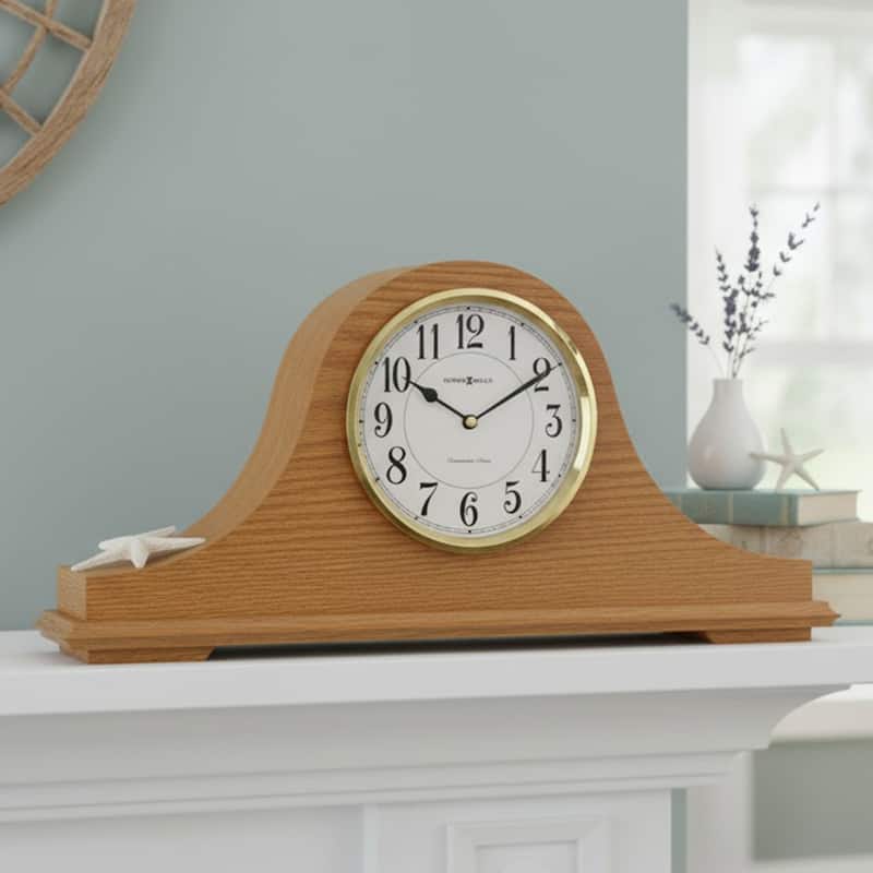 Gold and Brown Wood Chiming Mantel Clock by Howard Miller - Brown