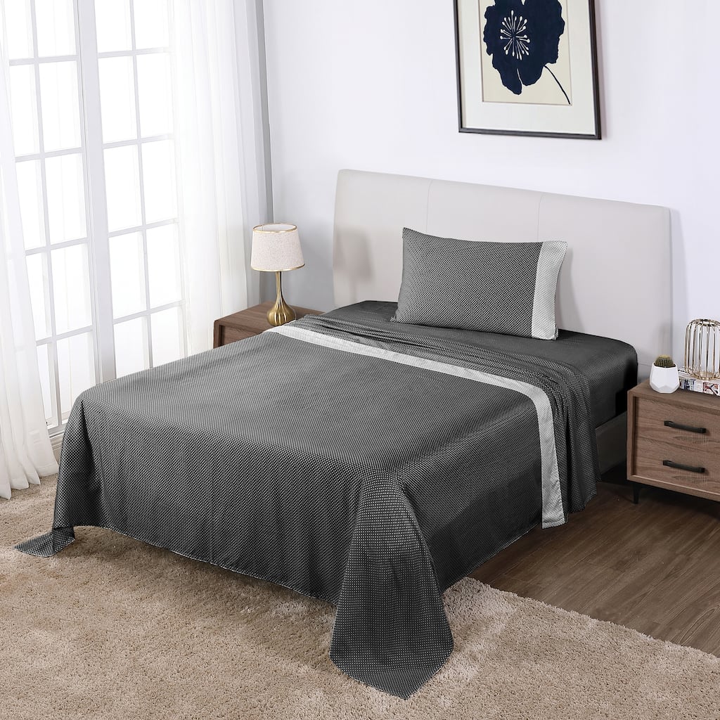 Anne Klein Westhill Dot 4-Piece Cotton Sateen Sheet Set