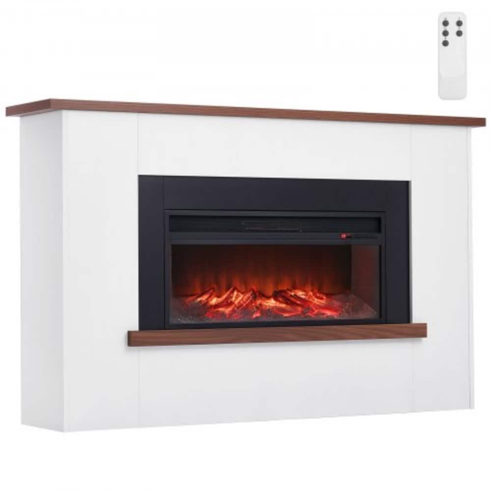 1500W Electric Fireplace Heater with Adjustable Flame Brightness and Infrared Heat Remote Control