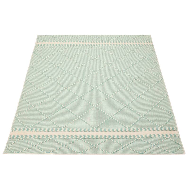 ECARPETGALLERY Braid weave Sienna Green Wool Rug - 5'5 x 7'6