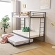 preview thumbnail 15 of 29, Twin Over Twin Bunk Bed with Trundle, Metal Bunk Bed with Two Side Ladder and Guardrails