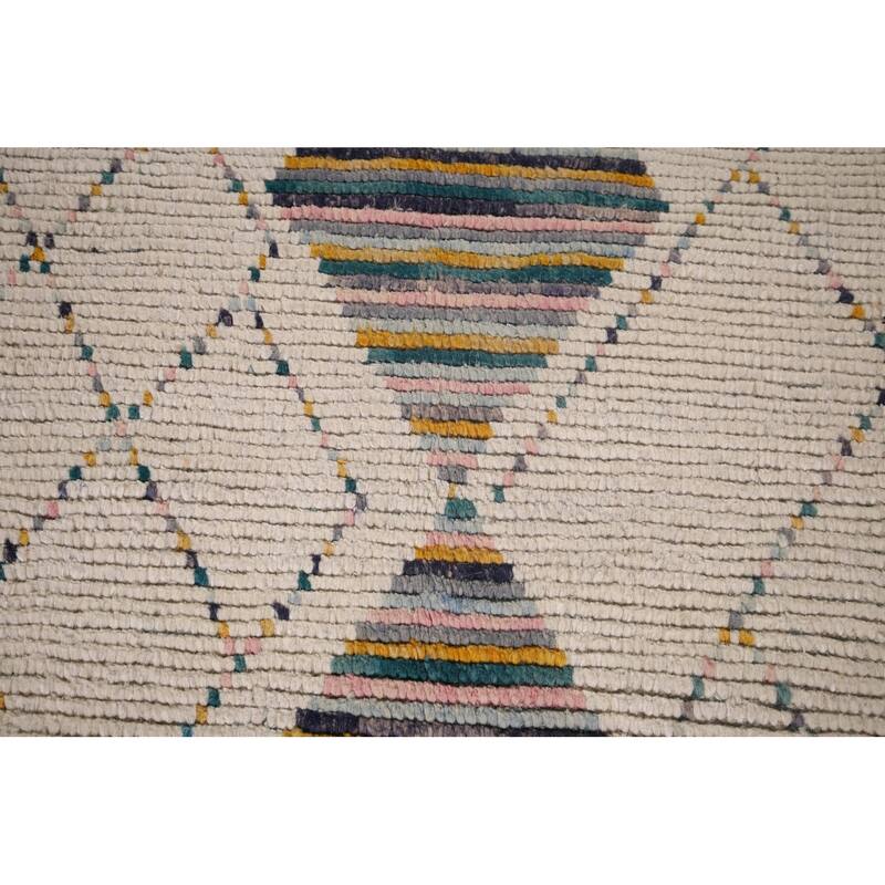 All-Over Trellis Moroccan Oriental Area Rug Hand-Knotted Wool Carpet - 5'11"x 9'5"