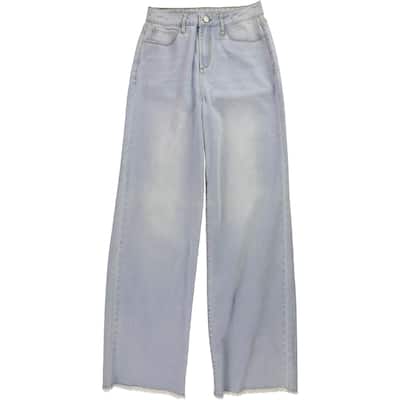 Articles of Society Womens Frayed Hem Wide Leg Jeans,, Blue, 24