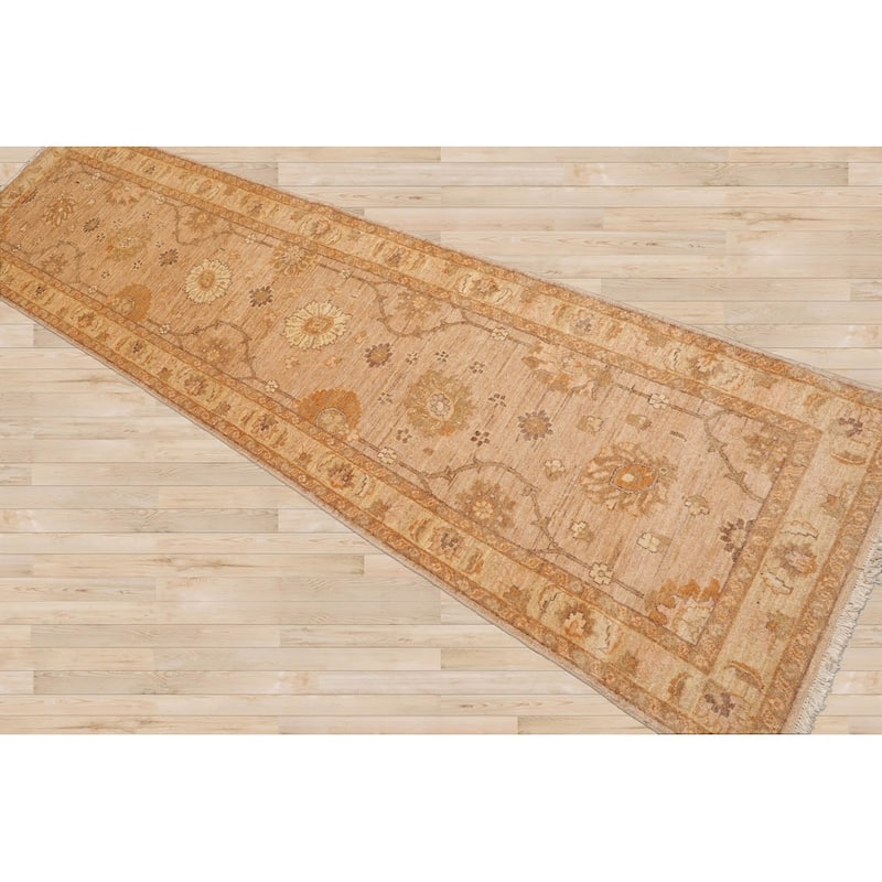 Runner Hand Knotted Tan Wool Peshawarr Traditional Oriental Area Rug - 2' 8'' x 10' 8''