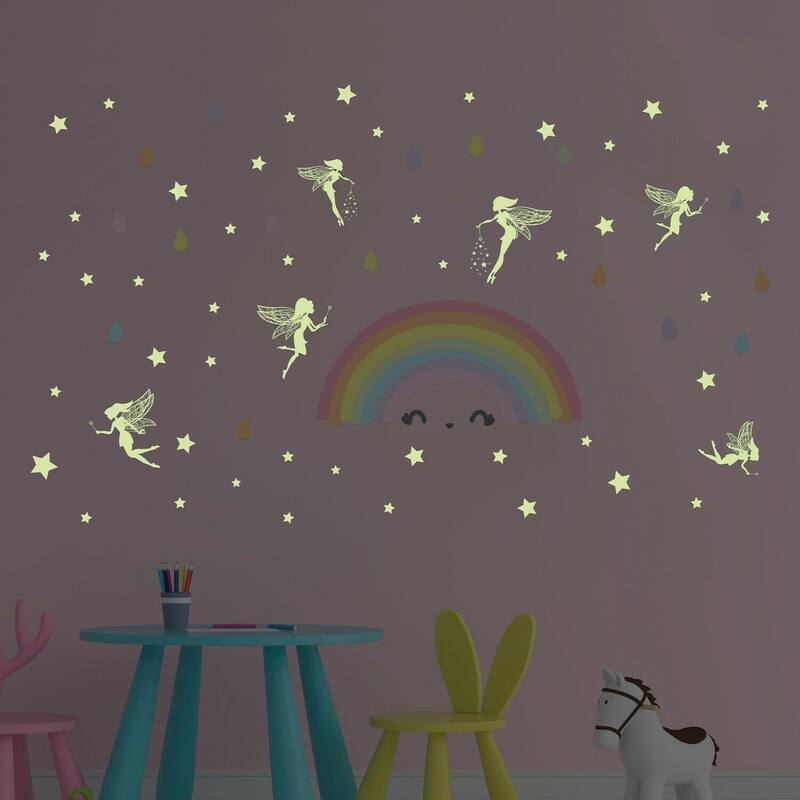 Walplus Colorful Rainbow Magic Fairy Glow in the Dark Wall Sticker DIY