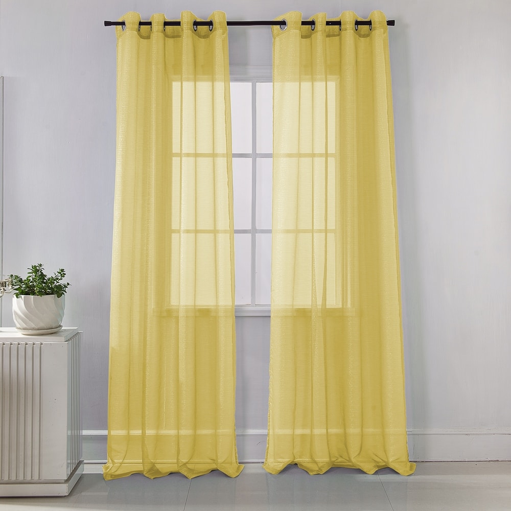Lonnie Metallic Stripe Sheer Window Curtain Panel 90 inch