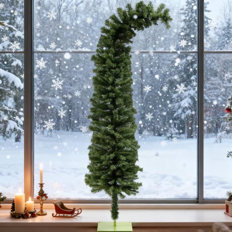 6 Foot Pencil Christmas Tree, Bendable Artificial Christmas Tree with 400 Branch Tips - Green - Green