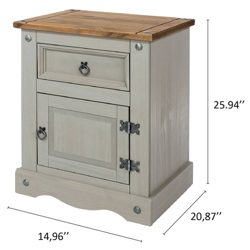 Wood Nighstand 1 Door 1 Drawer Corona Collection | Furniture Dash