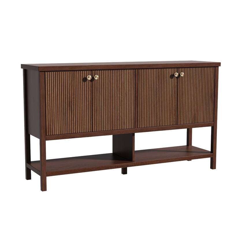 Farmhouse 59" Fluted Console Table with Storage, Entryway Table Hallway Cabinet for Living Room