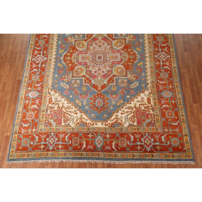 Geometric Heriz Serapi Oriental Area Rug Handmade Wool Carpet - 8'9"x 11'8"