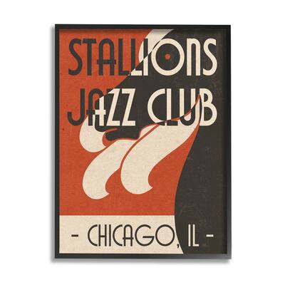 Stupell Stallions Jazz Club Retro Abstract Horse Chicago Illinois Framed Wall Art