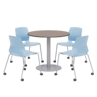 Overstockolio Designs Round Dining Table Set Lola Caster Chairs Studio Teak 36 Dia Sky Blue Dailymail