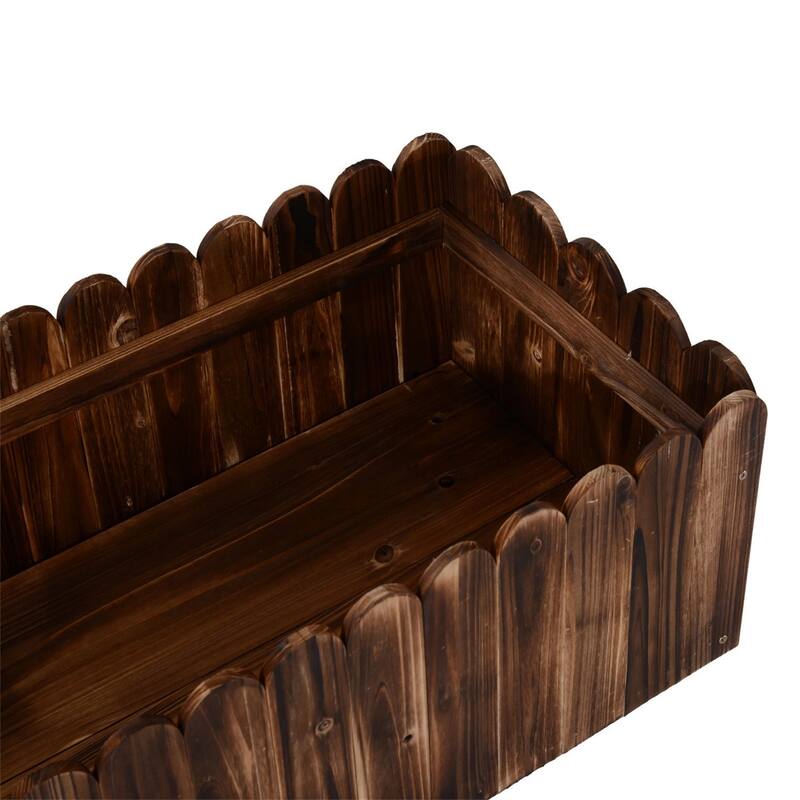 Natural Fir Wood Rectangular Planter Box with Drainage Holes 39.5 Inch Raised Garden Bed for Vegetables Herbs Flowers