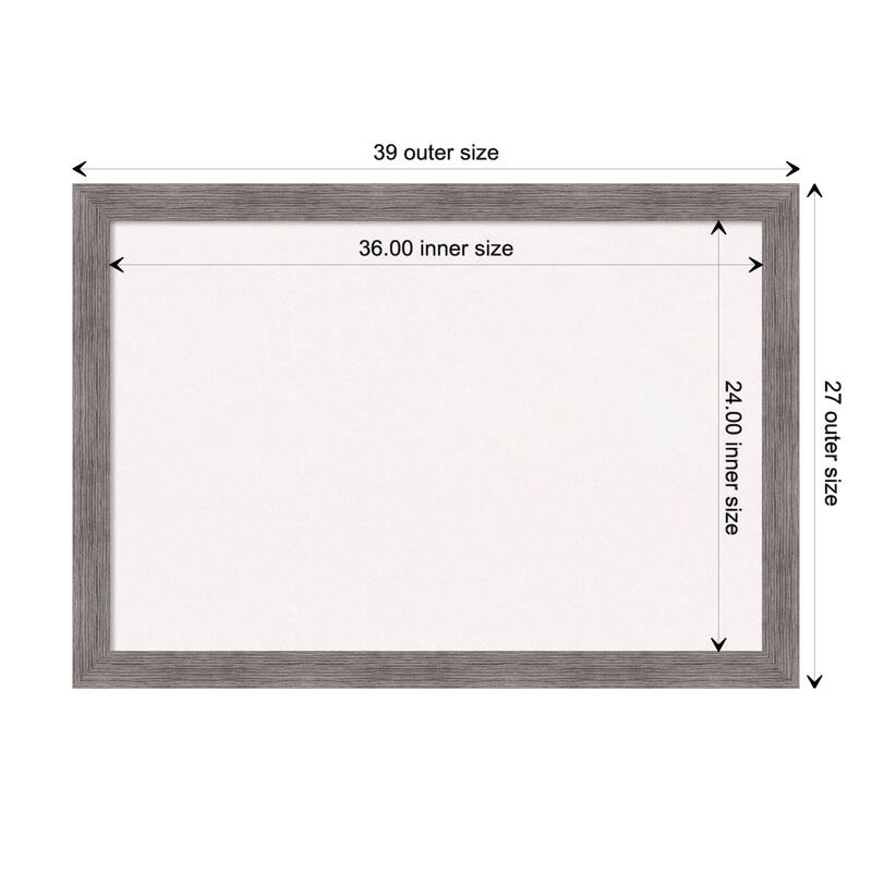 Pinstripe Plank Grey Narrow Framed White Corkboard Bulletin Board - Board Size 36x24