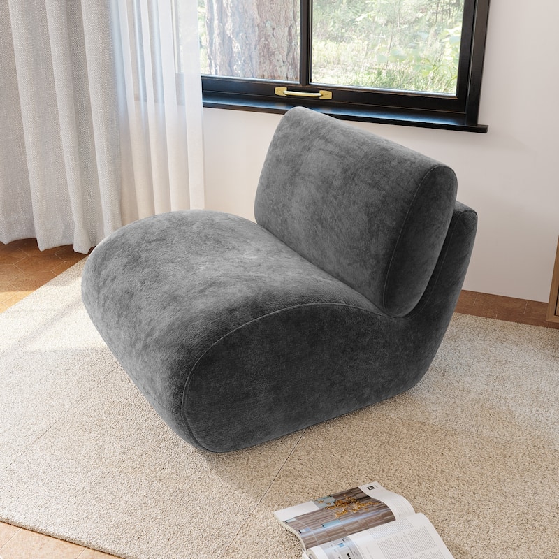 DREAMSIDEA Low Back Upholstered Swivel Accent Chair - Dark Gray