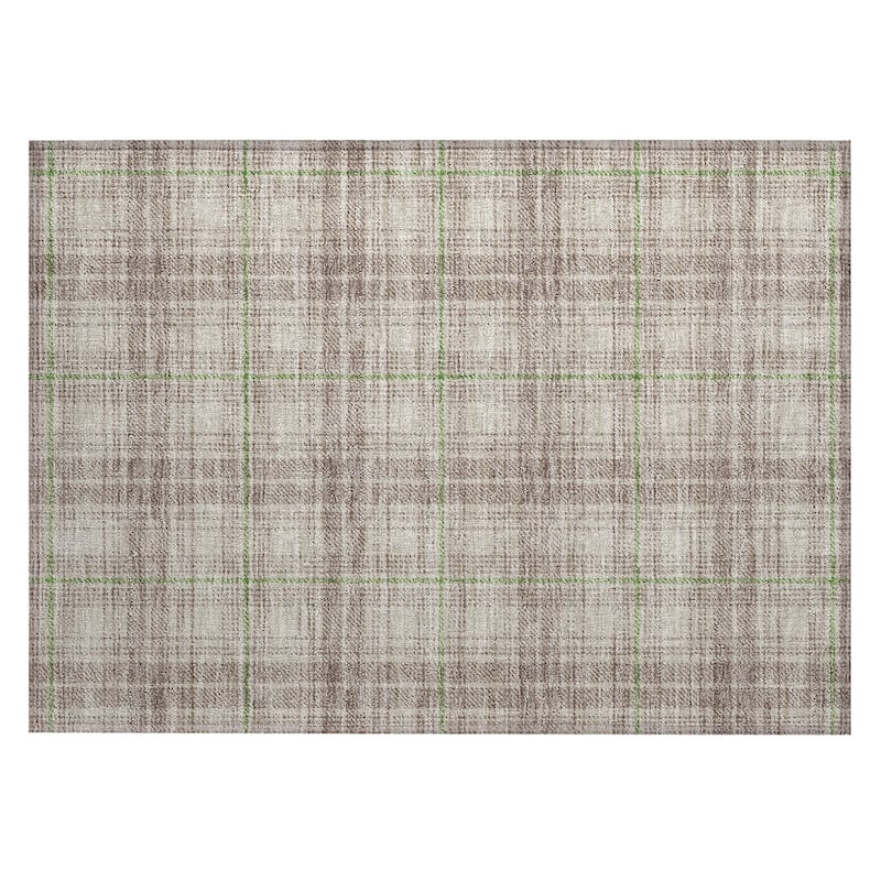 Machine Washable Indoor/ Outdoor Plaid Chantille Rug