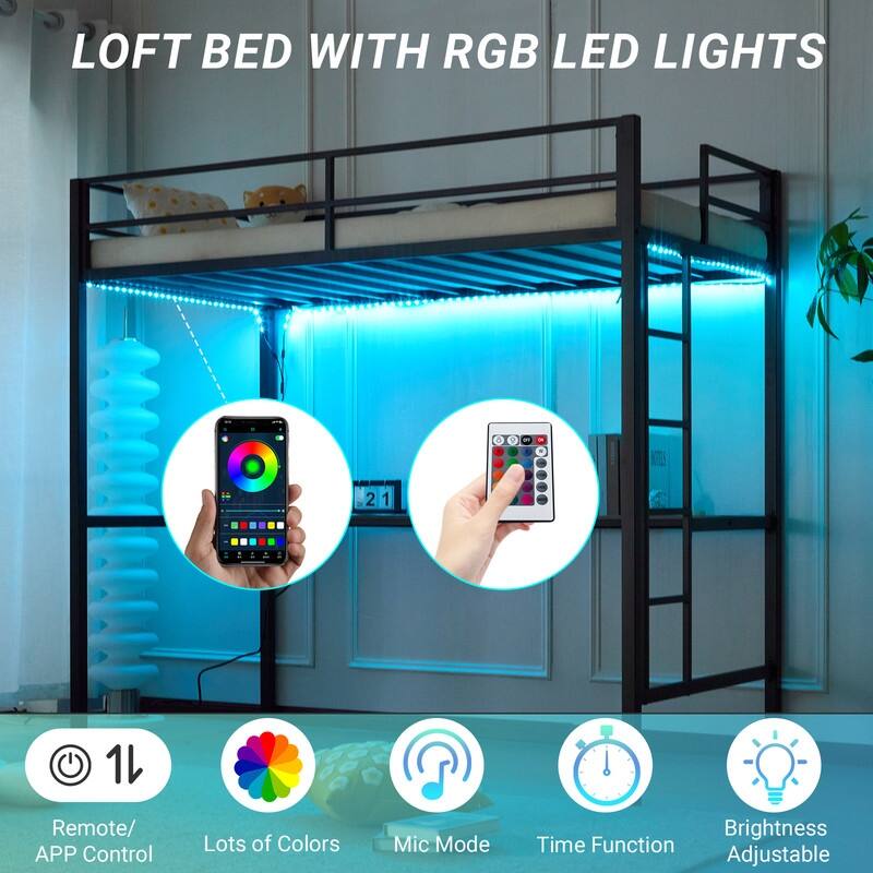 Desktop Twin Square Tube Raised Bed with Table Socket LED Light Strip