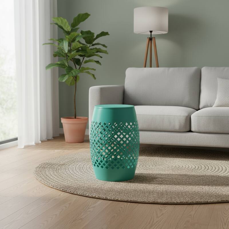 Outdoor Lace Cut Side Table - Green