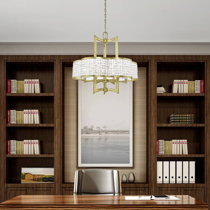 Livex Lighting 6-light Winter Gold with Crystals Chandelier, 50576-28 - 26" DIA 26" H