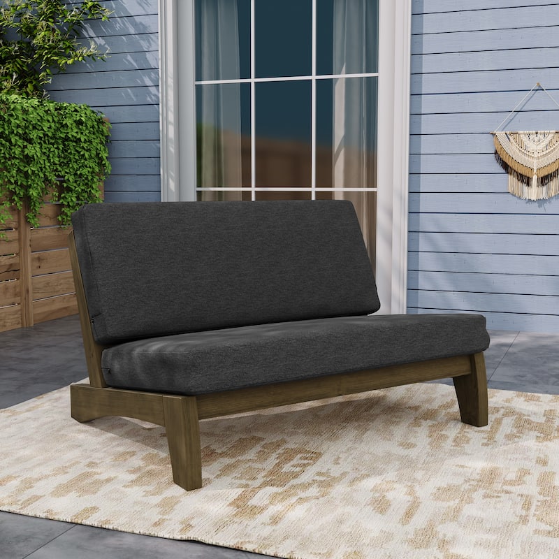 Outdoor Wood Club Chairs Set Loveseat with Cushion