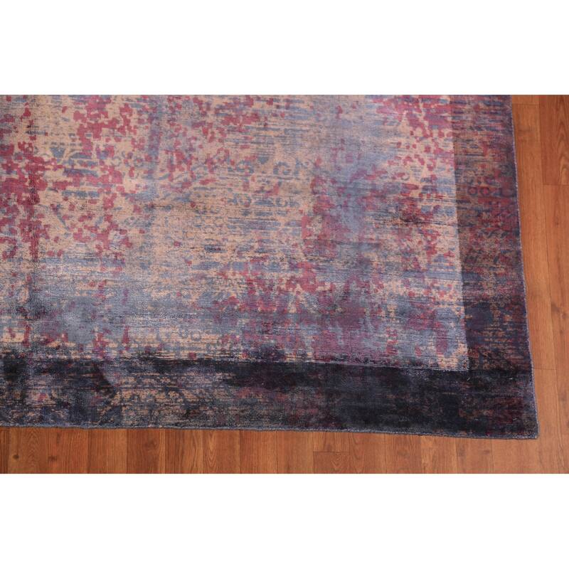 Contemporary Abstract Area Rug Handmade Indian Wool Carpet - 8'0"x 9'7"