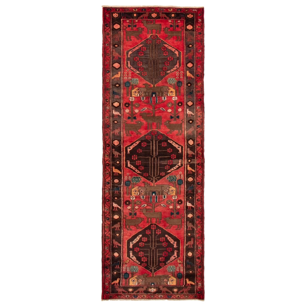 ECARPETGALLERY Hand-knotted Anadol Red Wool Rug - 3'6 x 10'0