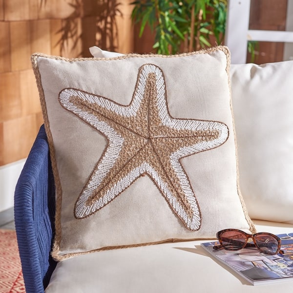 SAFAVIEH Ollie Starfish 18-inch Nautical Decorative Throw Pillow
