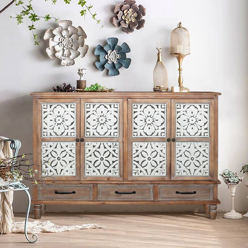 Natural Accent Cabinet Buffet Server Cabinet Coffee Cabinet - Natural Wood