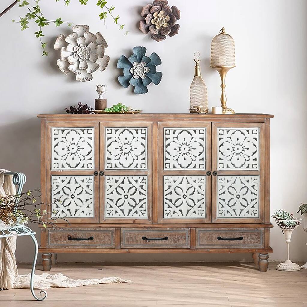 Natural Accent Cabinet Buffet Server Cabinet Coffee Cabinet