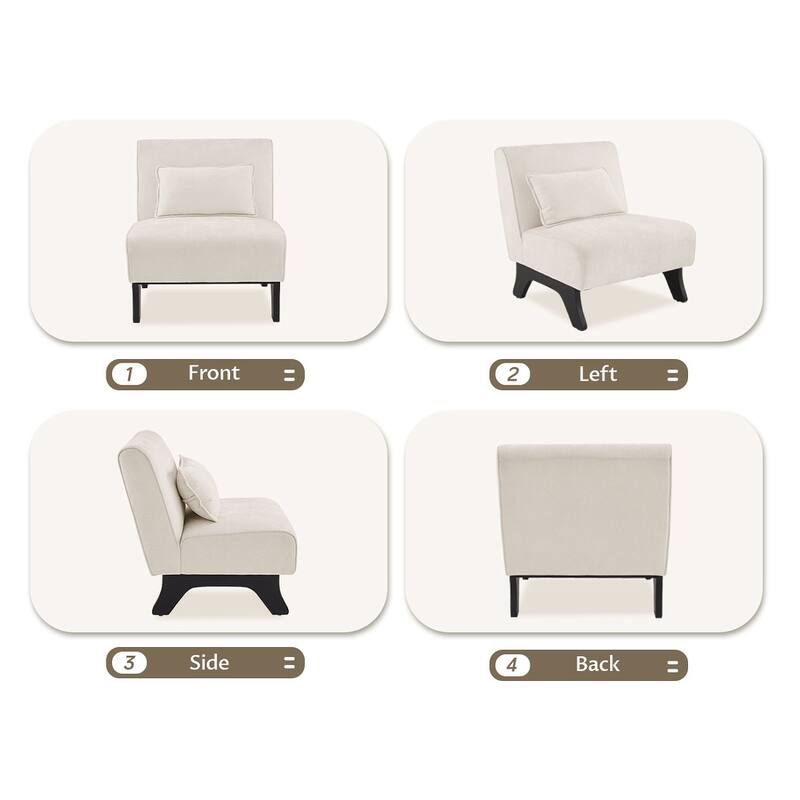 Huimo Modern armless chair with thick cushions and black wooden legs