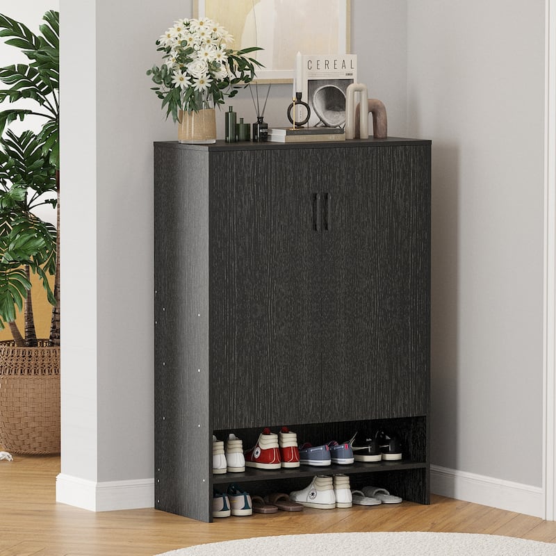 Shoe Cabinet with Doors, 7 Tier 28 Pairs Shoe Cabinet Storage for Entryway, Hidden Narrow Shoe Cabinets