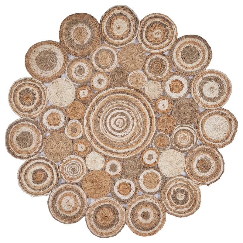 Bera Farmhouse Braided Round Jute Indoor Area Rug by Sevita - 8' Round