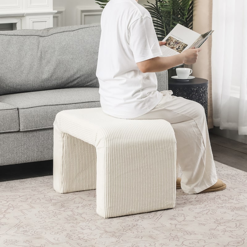 Adeco Velvet Footrest Ottoman for Living Room Bedroom