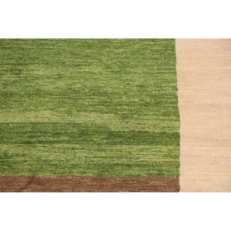 Hand Knotted Oriental 100% Wool Carpet Tribal Contemporary Green Gabbeh (kashkoli) Area Rug - 5' 1'' X 3' 5''
