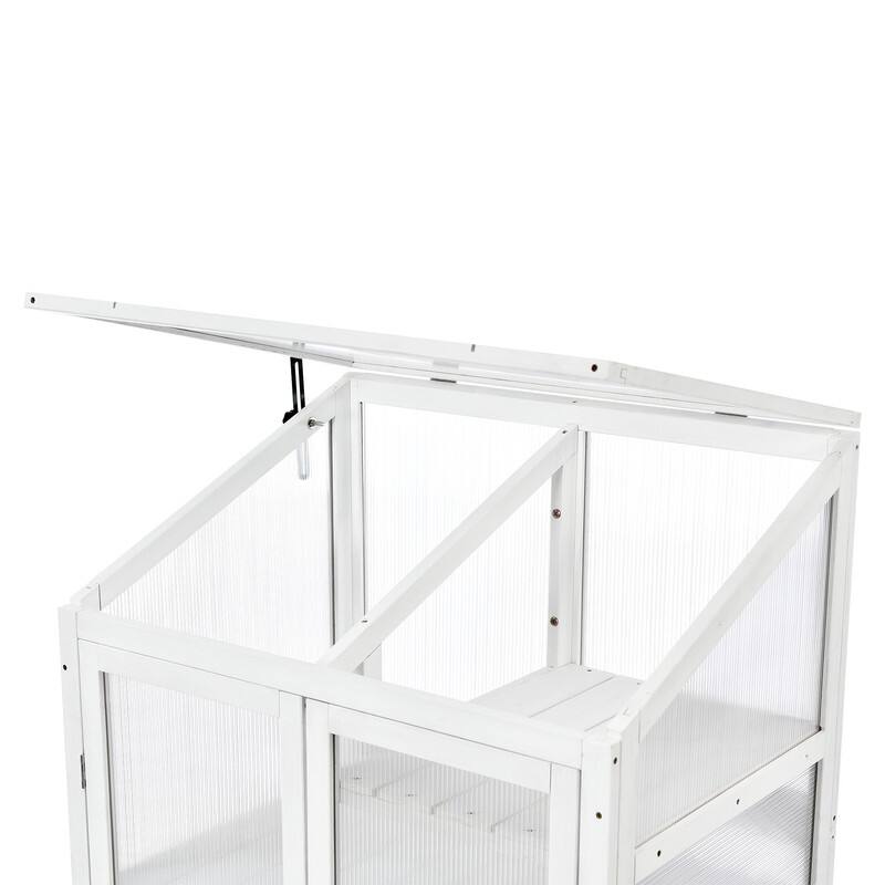 62inch Height Wood Large Greenhouse Balcony Portable Cold Frame with Wheels and Adjustable Shelves