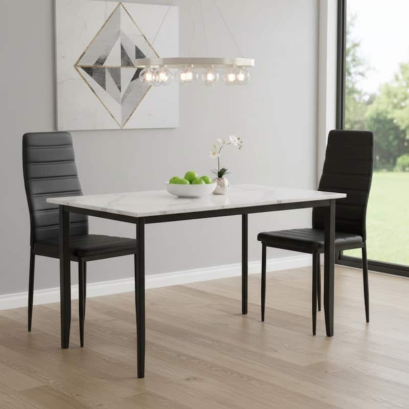 Homylin Modern PU Leather Dining Chairs with Metal Legs, Armless Padded Side Chairs for Kitchen & Dining Room