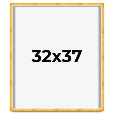 32x37 Shadow Box Frame Gold | 1.625 Inches Deep Real Wood Traditional