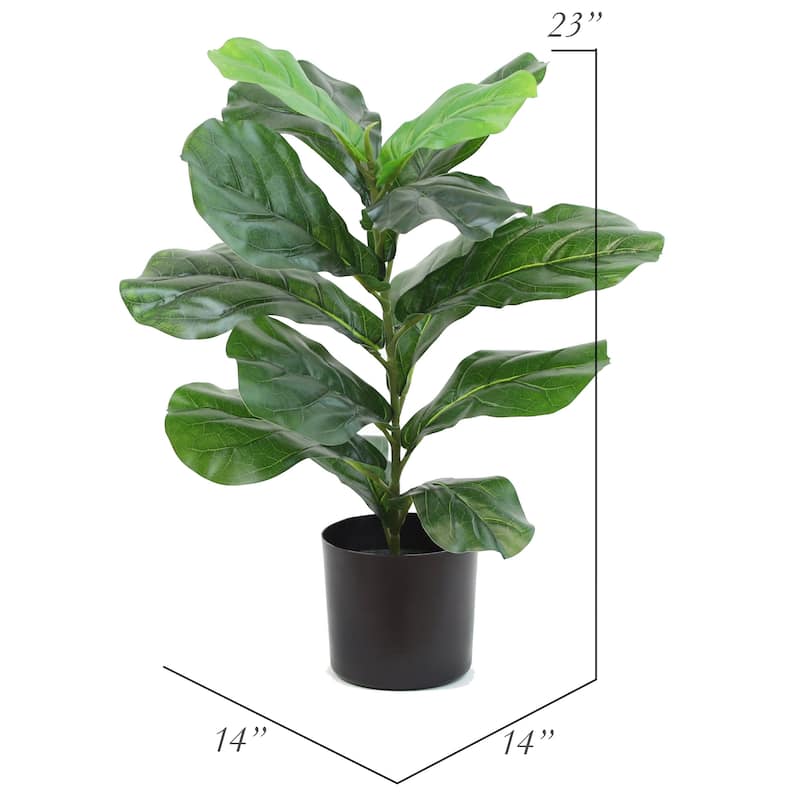 The Mod Greenhouse Faux Green Fiddle Leaf Tree in a Black Matte Planter Pot