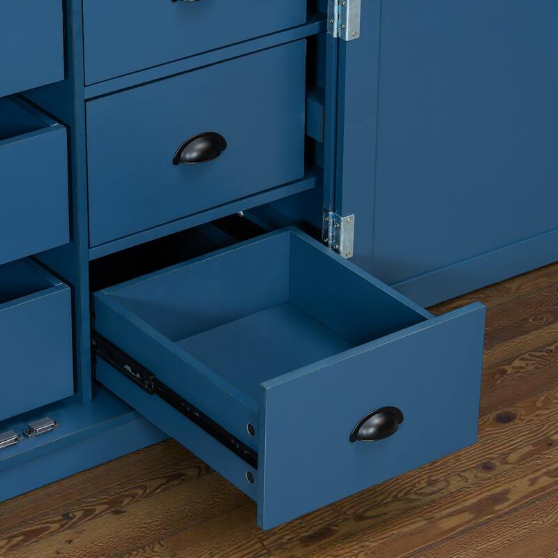 42x20x72 Inch Shaker Kitchen Pantry Cabinet, Freestanding Storage with Drawers, Door Shelves and Pull-Out Trays