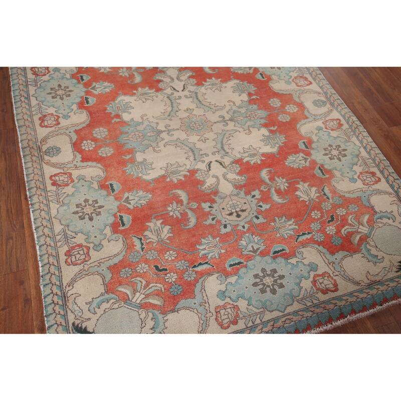 Distressed Kashmar Persian Vintage Area Rug Hand-Knotted Wool Carpet - 4'7" x 6'1"