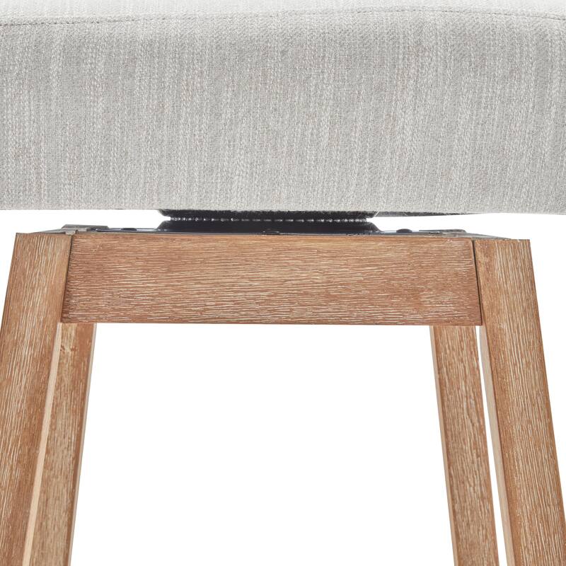 Set of 2, 33.25" Swivel Counter Stools with Faux Leather Cushion, Solid Rubber Wood Frame, Armless Design