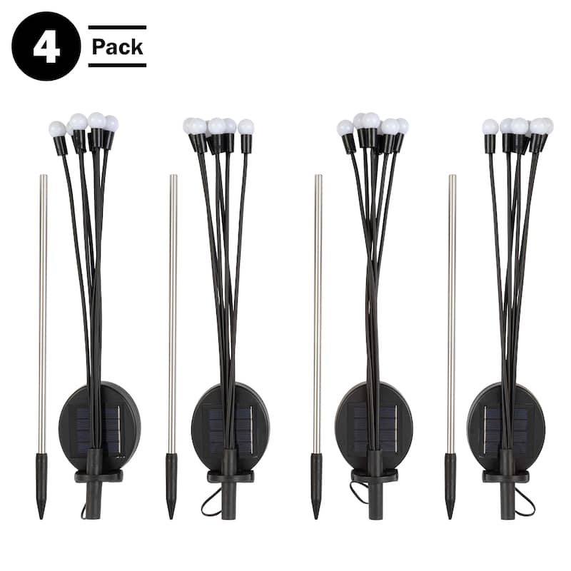 Pure Garden Outdoor Solar Garden Lights 4-Pack - Black