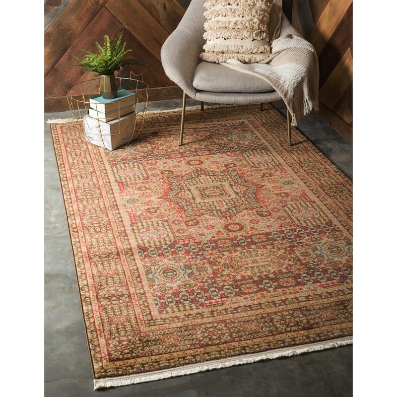 Traditional Cassia Collection Area Rug - Brown - 7'x10'